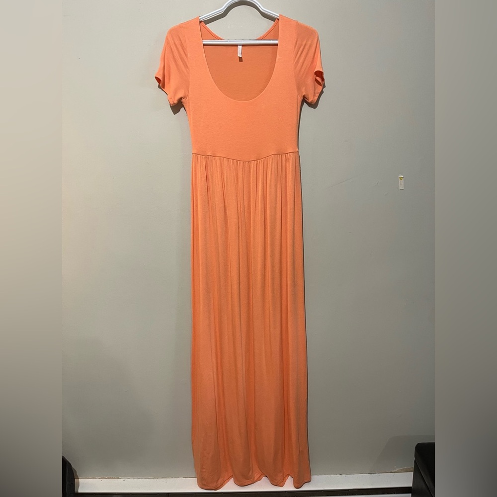 Pink blush maternity dress salmon peach maxi t shirt